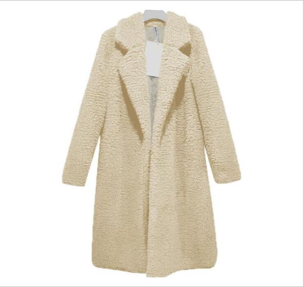 

solid teddy coat winter coat women long wool coats and jackets manteau femme hiver abrigos mujer elegante cappotto donna wt0261362662, Black