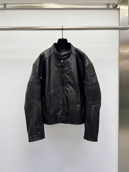 

21fw autumn and winter italy pairs mens designer jackets in real leather letter printed sweatshirt couple casual street outdoor b0801, Black;brown