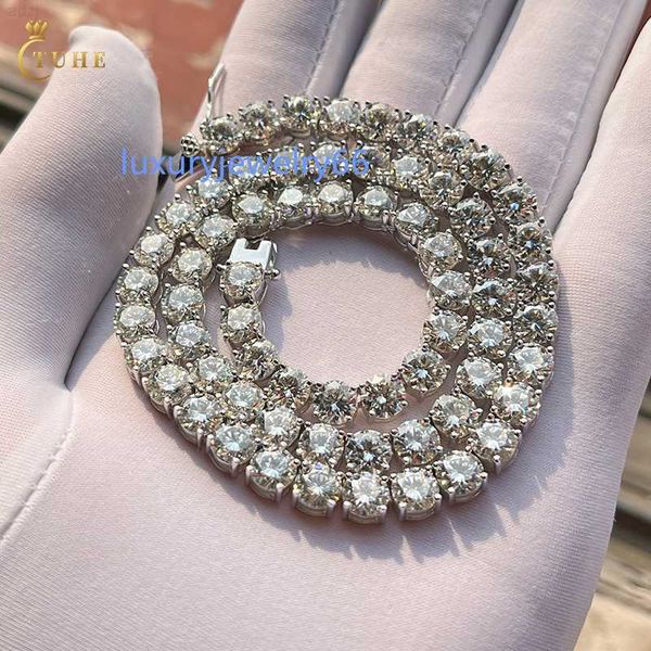 

local us stock pass diamond tester lab grown d color vvs moissanite tennis chain necklace for men women, Silver
