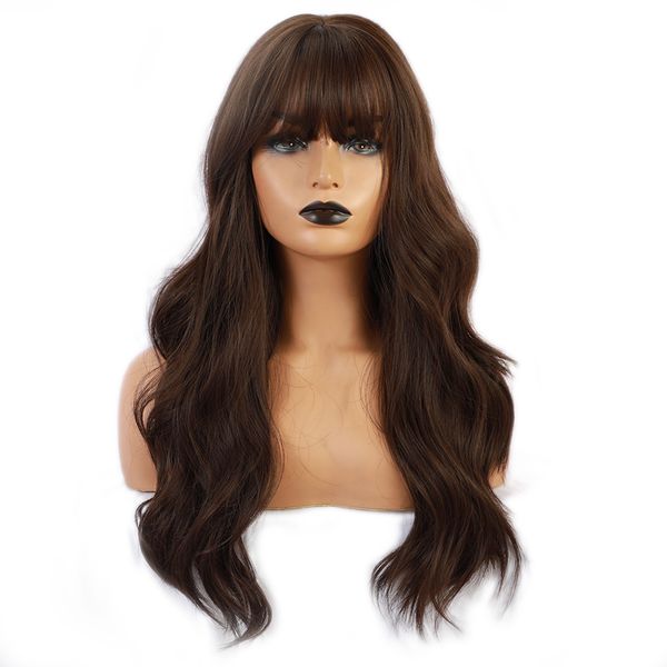 

wholesale synthetic wigs long curly natural wavy high temperature fiber ombre highlight color synthetic hair wig, Black