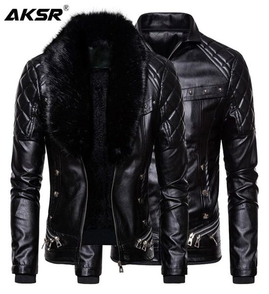 

men039s fur faux biker leather jacket collar detachable motocycle jackets coats casual pu chaqueta moto hombre7586675, Black