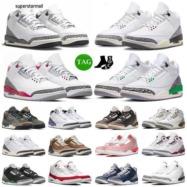 

3s basketball shoes 3 men sneakers white cement pine green fire red cardinal dark iris neapolitan muslin desert elephant gold mens women out, Black