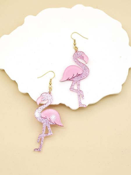 

personalized fashion creative flamingo earrings women's leisure entertainment earrings, Silver