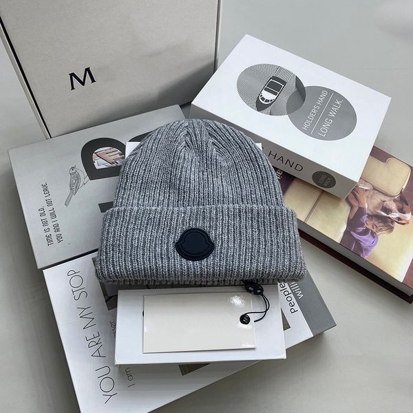 

black rubber logo designer beanie luxury hat skull winter letter casual outdoor hat knitted hat 11 colors weight around 90 grams ok, Blue;gray
