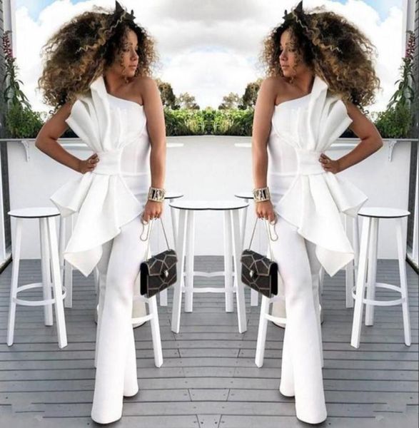 

woman jumpsuit white one shoulder satin long evening dresses 2019 ruffles floor length formal party red carpet prom gowns71003199968522, Black;red