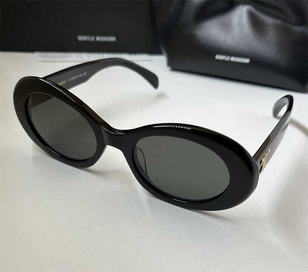 

2023 triumphal arch ce family's new oval white cat's eye sunglasses women's high texture, White;black