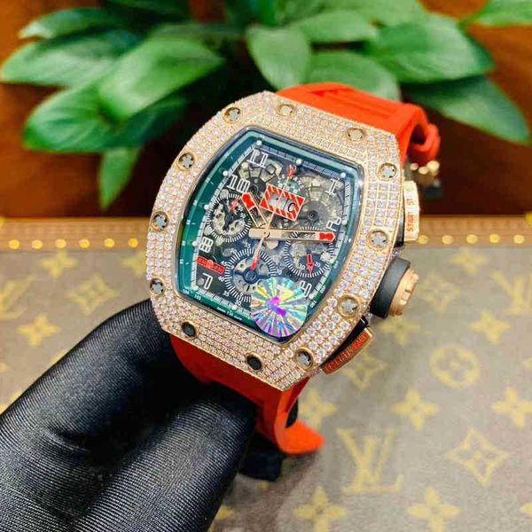 

richa milles men's automatic mechanical watch fly back timing diamond studded sky star personality multifunctional fashion trend oy0i