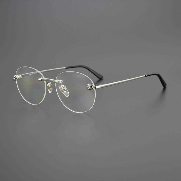 

2023 new luxury designer sunglasses kajia series ct0028 pure titanium frameless myopia lens circular eye frame, White;black