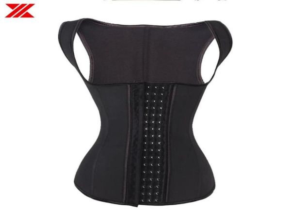 

women039s shapers hexin 4 rows hook 100 latex waist trainer vest corset women body shaper 9 steel bones cincher shapewear faja29898475115, Black;white