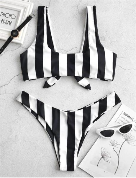

stripe high waist bikini sets backess swimsuit two pieces swimwear women 2021 bathing suit 4 colours women039s7769512, White;black