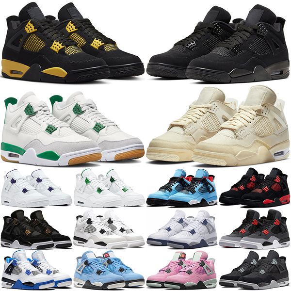 

4 4s basketball shoes men women black cat bred university blue red thunder pine green sail midnight navy seafoam men women sports sneakers