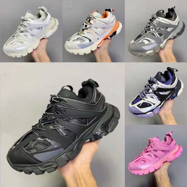 

designer luxury brand men women casual shoes track 3 3.0 triple white black nylon printed height up sneakers platform trainers heavy duty so