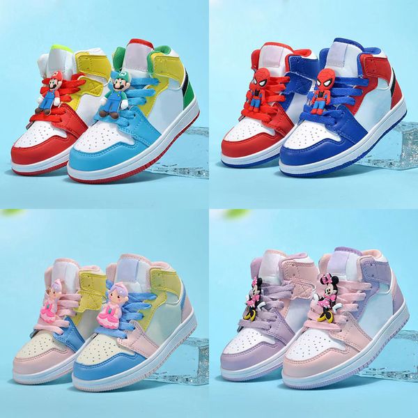

kids shoes mid 1s cartoon 1 doll children basketball sneakers toddler boys girls runner outdoor trainers youth kid sport shoe pink black whi