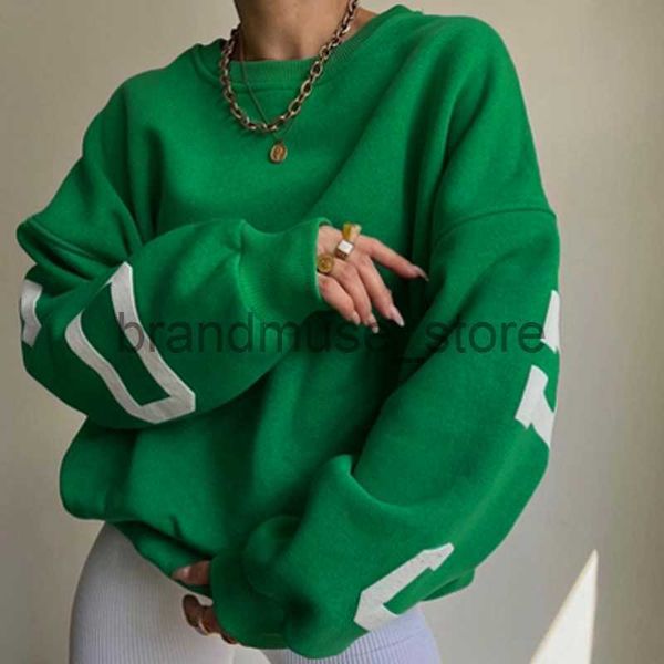 

womens hoodies sweatshirts fashion women long sleeve sweatshirt streetwear casual o neck loose sweatshirt 2022 new autumn winter letter prin, Black
