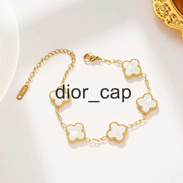 

jewelry designer bracelet new four-leaf clover bracelet female south simple ins five-flower fritillary luck clover bracelet girl gift wholes, Golden;silver