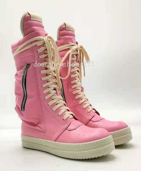 

21ss genuine leather big pocket pink boots handmade high tooling motorcycles botas, Black