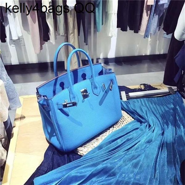 

totes designer birkins h ermess bags 5a quality genuine leather blue layer cow women's bright soft single shoulder messengerqq 1rxd