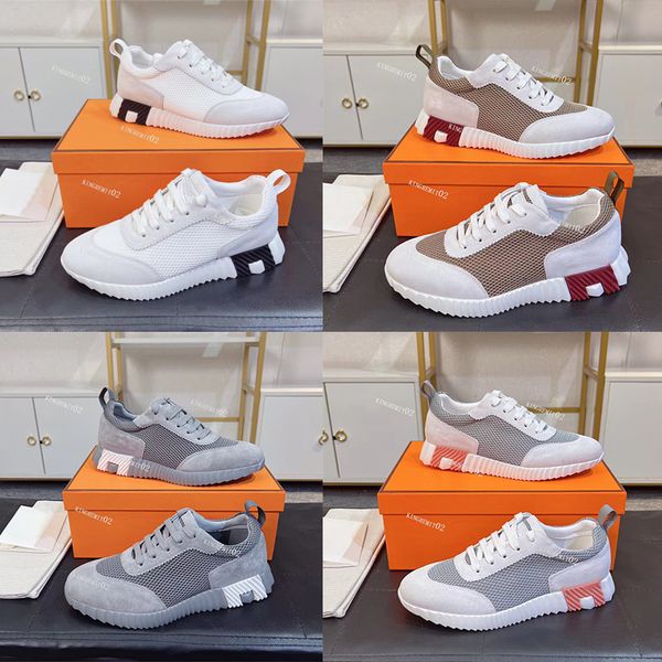 

designer sneakers bouncing casual shoes suede shoe breathable patchwork mesh trainers women men bounce sneaker rubber flat shoess, Black