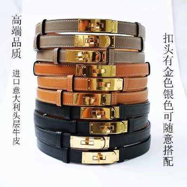 

designer new h kelly women's skirt waist lock coat decorative belt kelly genuine leather slim stretch simple belt, Black;green