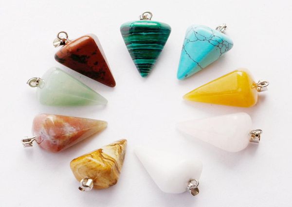 

whole fashion multicolor stone hexagon bullet shape pendant handmade stone diy jewelry accessories making pendant for women 152372844, Silver