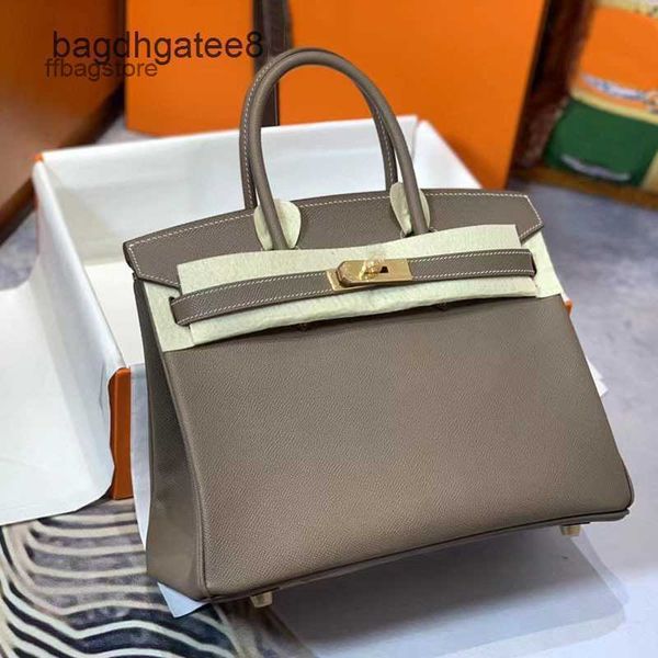 

h ermes birkins 2023 designer bag handbags bags head layer cowhide palm pattern portable women's classic lock large capacity gold buckl
