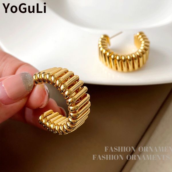 

stud 925silverneedle modern jewelry metal hoop earrings trend selling gold color fashion drop for women 230802, Golden;silver