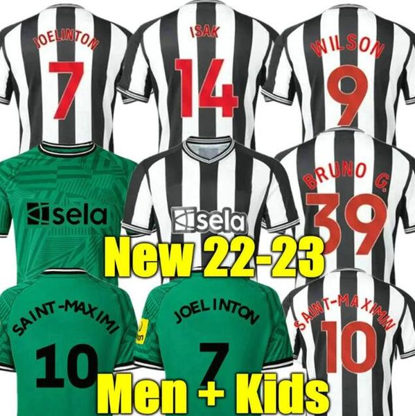 

kids kit 22 23 24 newcastles new castle soccer jerseys boys bruno g. joelinton football t shirts years isak nufc uniteds maximin wilson 03, Black;yellow