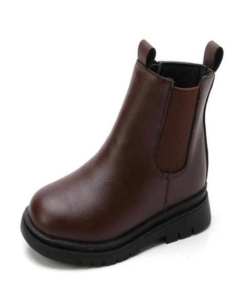 

2020 autumnwinter children boots boys girls leather boots plush fashion waterproof nonslip warm kids shoes 26365090230, Black;grey