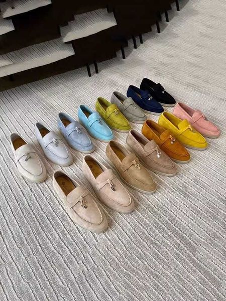 

2023lp deck shoes men and women's same loro * piana loafer shoes slip on soft leather soft soled casual slip-on shoe shoes, Black