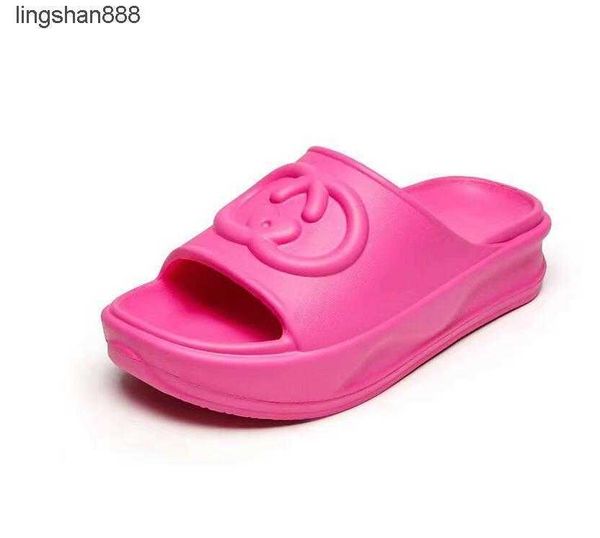 

pink designer slippers rubber sliders platform sandals perforated women perforated hole slippers thick bottom eva shoes, Black