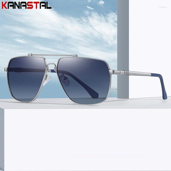 

sunglasses men's polarized fashion sun glasses metal square eyeglasses frame driving fishing outdoors shade male eyewear977, White;black