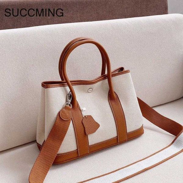

wholesale original party garden home tote bags online shop womens bag splicing large capacity tote contrasting color layer cowhide bucket ga