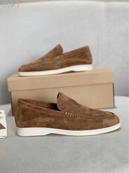 

loro * piana women's shoes genuine leather lp slip-on shoe british style slip on slacker casual soft sole single shoes couple shoes, Black