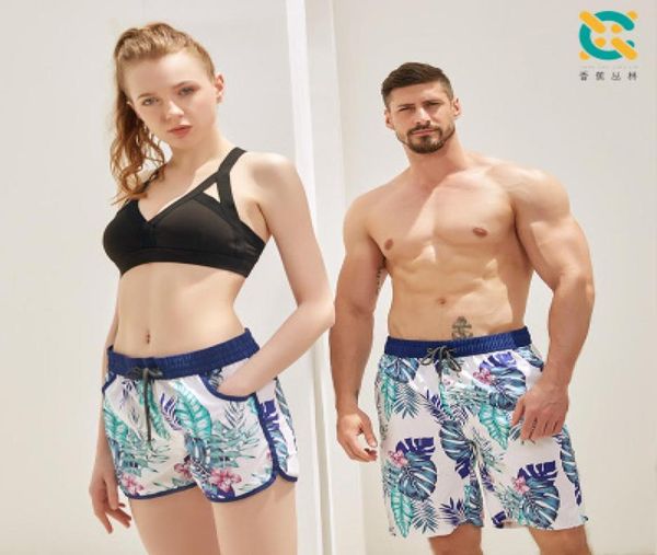 

banana jungle 2019 summer couple pants pocket quick dry swimming shorts for couple swimwear man woman swimsuit swim trunks summer 6513720, White;black