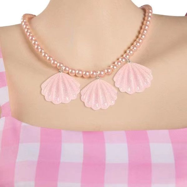 

girl necklace pearl shell mermaid, Silver