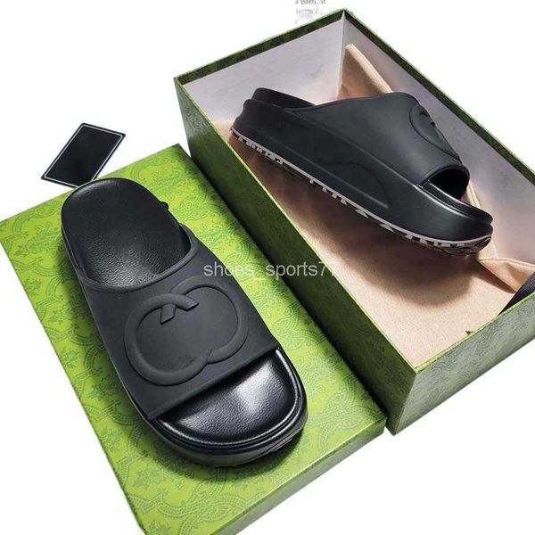 

slippers slides sandals women's slide sandal with interlocking g solid color thick bottom rubber soft leather buckle black mens slipper