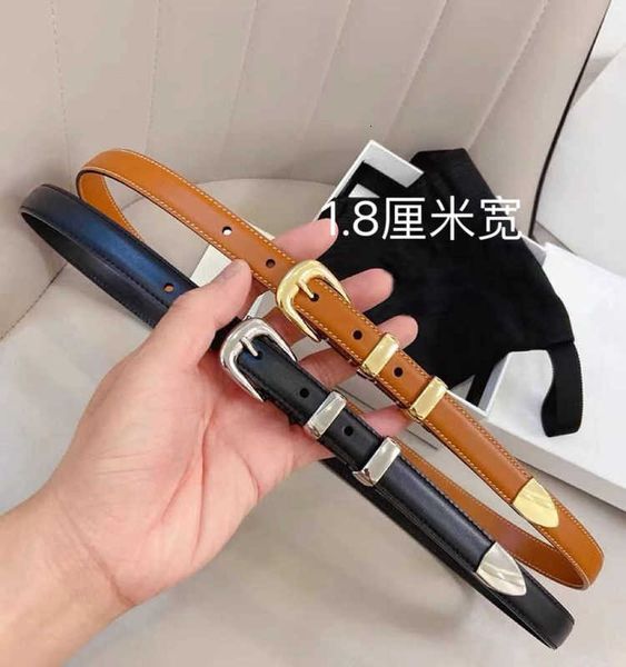 

belts designer new triumphal arch needle buckle genuine leather women's belt tail hardware fashion cowhide thin narrow version 1.8cm 7v, Black;brown