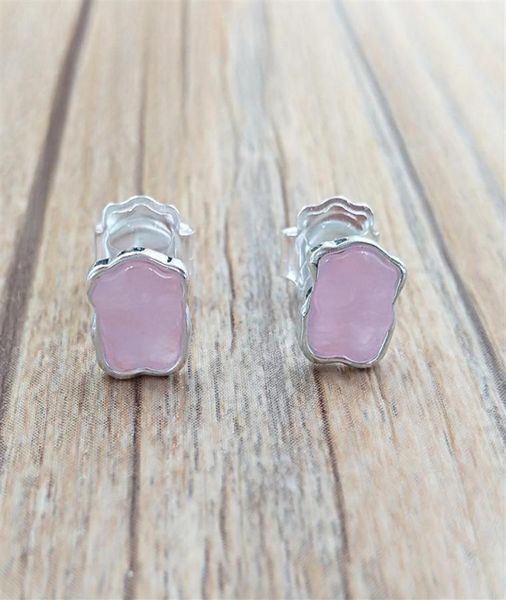 

bear jewelry 925 sterling silver earrings silver bear color earrings with rose quartzite fits european jewelry style gift 815433618286489