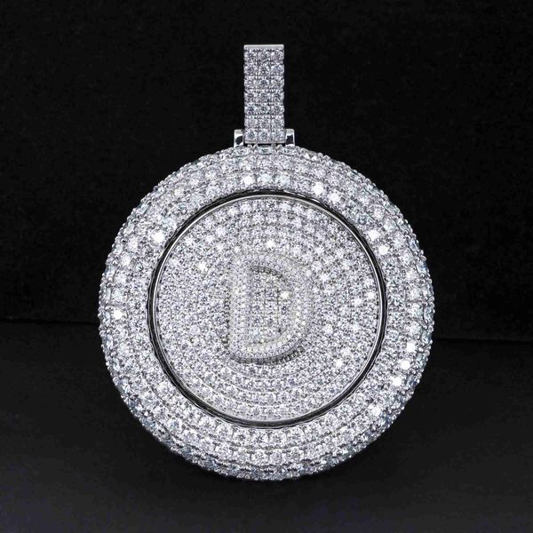 

hip hop custom spinning 925 sterling silver moissanite diamond iced out round pendant for necklace