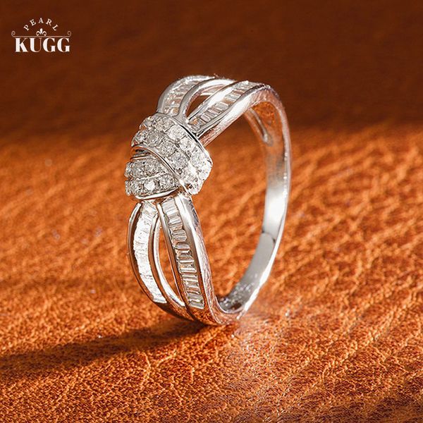 

wedding rings kugg 100 18k white gold read natural diamond ring fashion cross shape fine for women jewelry customize 230803, Slivery;golden