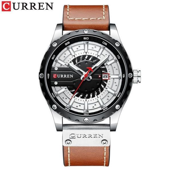 

luxury 2023 fashion new leisure dial belt waterproof multi-function six-needle watch calendar sports men's sports watch, Slivery;black