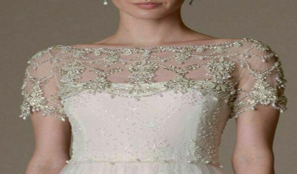 

luxury bling bling shinny wedding jackets sparkly rhinestones beading bridal bolero wraps women accessories for wedding9789980, White