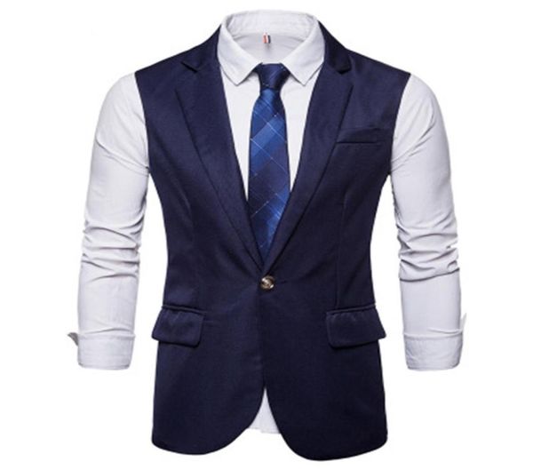 

2018 new men039s vest men039s long single button suit business casual vest banquet wedding daily2758807, Black;white