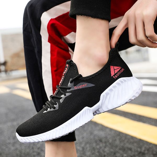 

new running shoes mens trainers black white sneakers outdoor jogging shoe, White;red