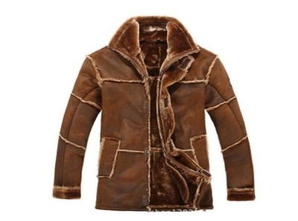 

fall winter nordic style warm men039s clothing man leather jacket with fur vintage long suede jacket coat the new arrival33647024396142, Black