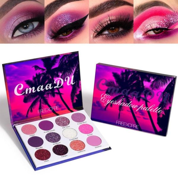 

12 colorss bright glitter eyeshadow palette natural high pigmented purples pink makeup colorful vibrant make up pallets kit 12 col8582243
