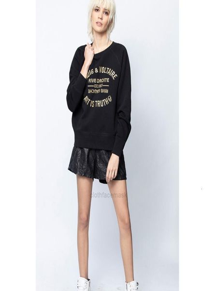 

early autumn 2020 new french minority women's classic letter embroidered embroidery cotton loose sweaterxhj69h2834763, Black