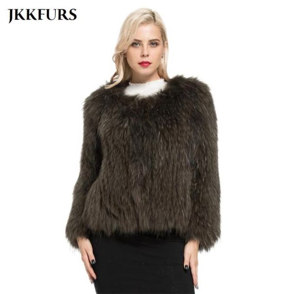 

fashion real raccoon fur coat spring autumn winter knitted women039s jacket s7105 faux4972026, Black