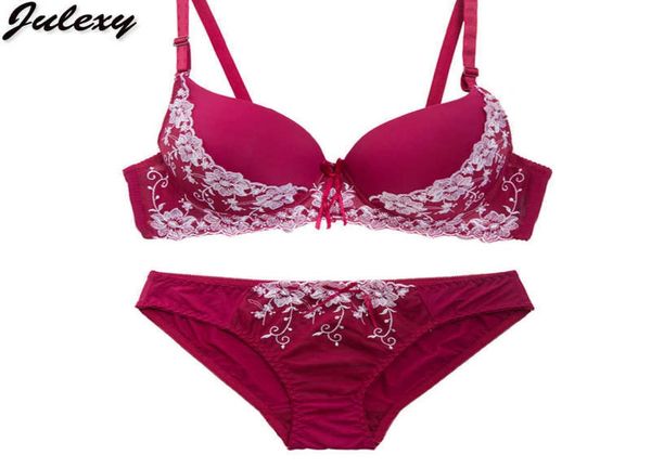 

julexy luxurious embroidery bcd large cup plus size women bra set 36 38 40 42 push up lace bra brief sets intimate underwear set 26378256, Red;black