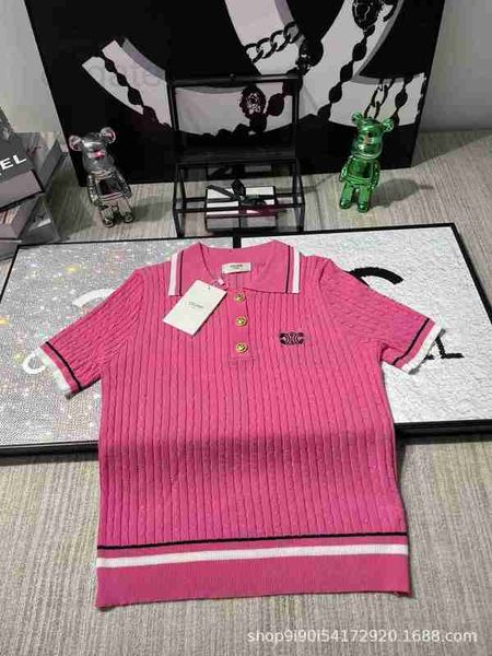 

women's knits & tees designer spring/summer new color matching knitted polo breathable comfortable fabric fashion versatile f4dy, White